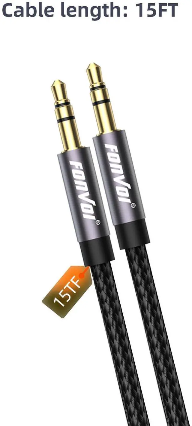 Alt view image 2 of 7 - AUX Cable 3.5mm Audio AUX Cord for Car Braided 3.5mm Male to Male Stereo Cable Compatible with:Headphones Phones iPod Car Audio MP3 and More (15FT)