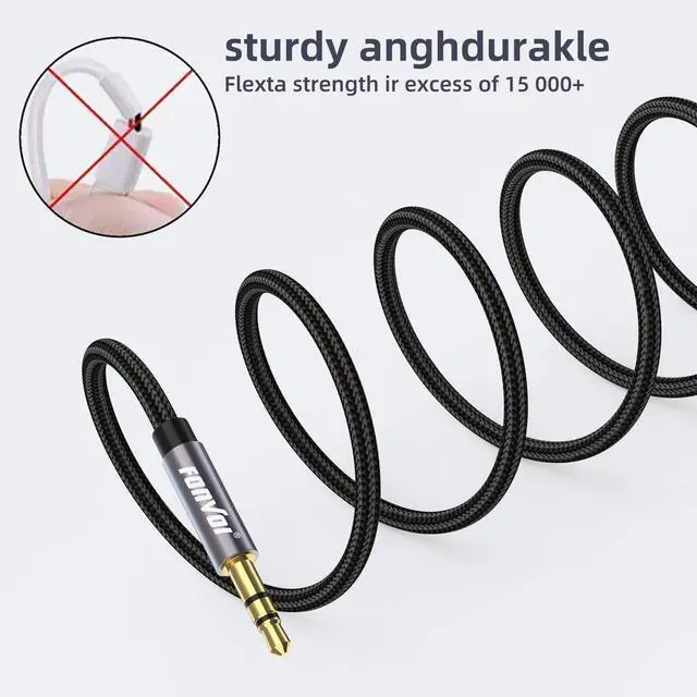 Alt view image 6 of 7 - AUX Cable 3.5mm Audio AUX Cord for Car Braided 3.5mm Male to Male Stereo Cable Compatible with:Headphones Phones iPod Car Audio MP3 and More (15FT)