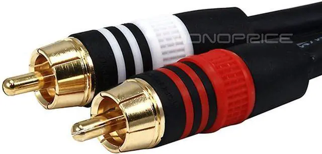 Alt view image 2 of 3 - Audio Cable - Premium Stereo Male to 2 RCA Male Gold Plated 22AWG 3 Feet Black