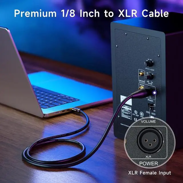 Alt view image 3 of 7 - 3.5mm to XLR Cable - 6ft Male to Male XLR to 1/8 Inch Cable Compatible with iPod MP3 Player Laptop Voice Recorder and More Black  Not for Microphone Use