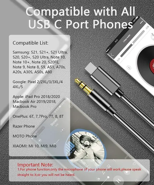 Alt view image 6 of 7 - USB C to 3.5mm Audio Aux Jack Cable USB C to 3.5mm Headphone Audio Cord Car Stereo Aux Cable Compatible with iPhone 16/16 Pro Max/15/15 Pro Galaxy S24/S24 Ultra/S23/S22/Z Fold 5 Pixel 8/7/6