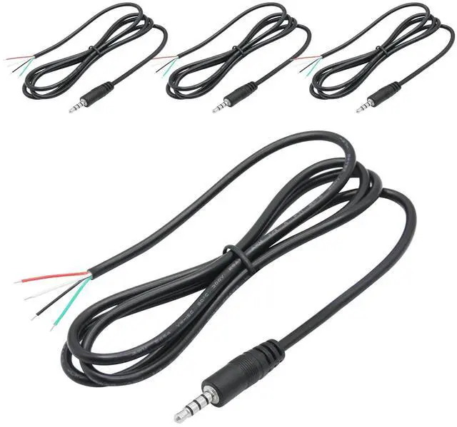 Main image of 4Pcs 3.5mm Male Plug to 4Pin Bare Wire Open End Cable 3FT TRRS 4 Pole 1/8 Jack Stereo Audio Wire Replacement for Earphone Microphone Audio DIY Repair