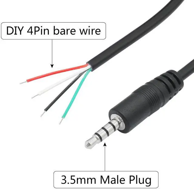 Alt view image 2 of 6 - 4Pcs 3.5mm Male Plug to 4Pin Bare Wire Open End Cable 3FT TRRS 4 Pole 1/8 Jack Stereo Audio Wire Replacement for Earphone Microphone Audio DIY Repair