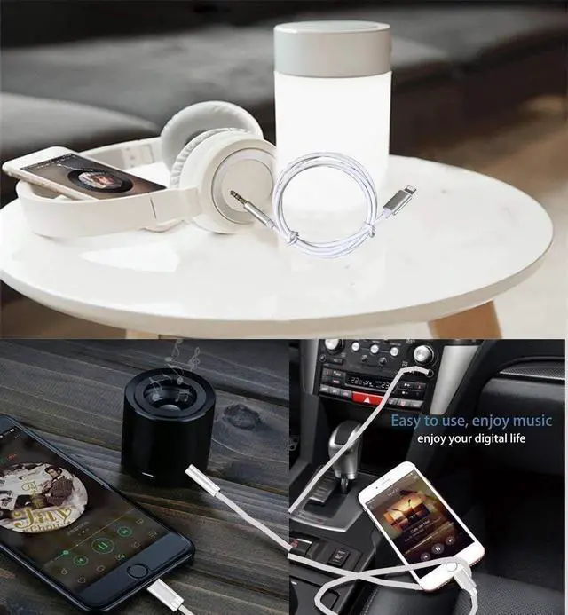 Alt view image 7 of 7 - MFi Certified Aux Cord for iPhone 3.3FT Lightning to 3.5mm Audio Jack Adapter Lightning to Aux Cable Compatible with iPhone 14 13 12 11 XS XR X 8 7 for Car Home Stereo/Speaker/Headphone White