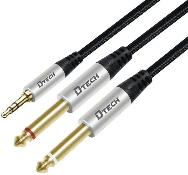 Main image of 3ft 3.5mm to 1/4 Adapter Audio Stereo Cable TRS 1/8 to Dual Quarter Inch TS 6.35mm Y Splitter Guitar AMP Aux Cord for Headphones Jack Laptop Speaker Phone Mixer