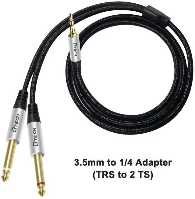 Alt view image 2 of 7 - 3ft 3.5mm to 1/4 Adapter Audio Stereo Cable TRS 1/8 to Dual Quarter Inch TS 6.35mm Y Splitter Guitar AMP Aux Cord for Headphones Jack Laptop Speaker Phone Mixer