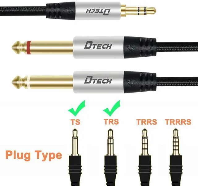 Alt view image 6 of 7 - 3ft 3.5mm to 1/4 Adapter Audio Stereo Cable TRS 1/8 to Dual Quarter Inch TS 6.35mm Y Splitter Guitar AMP Aux Cord for Headphones Jack Laptop Speaker Phone Mixer