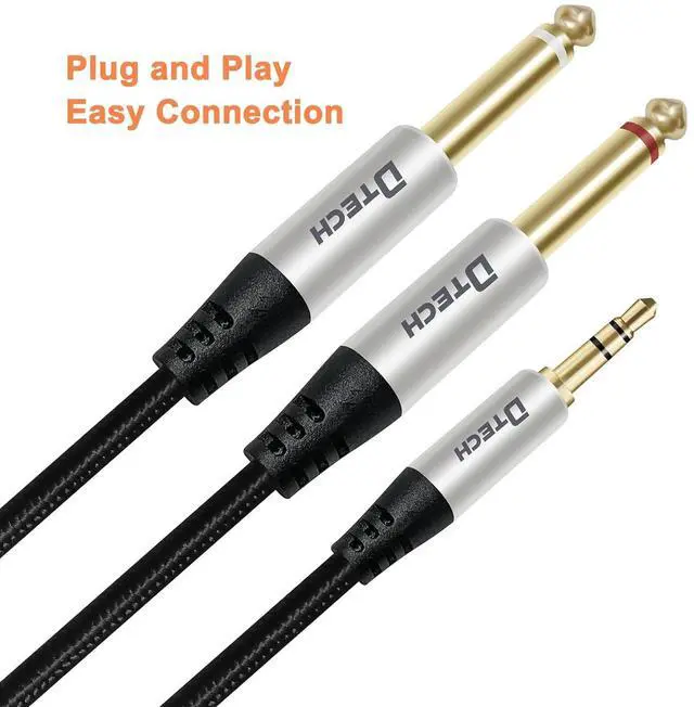 Alt view image 7 of 7 - 3ft 3.5mm to 1/4 Adapter Audio Stereo Cable TRS 1/8 to Dual Quarter Inch TS 6.35mm Y Splitter Guitar AMP Aux Cord for Headphones Jack Laptop Speaker Phone Mixer