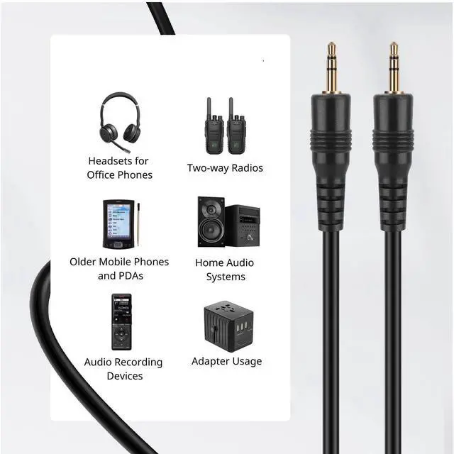 Alt view image 5 of 6 - TNP 3FT Male to Male 2.5mm Stereo Headset Headphone Jack Gold Plated Connector Wire Cord Plug