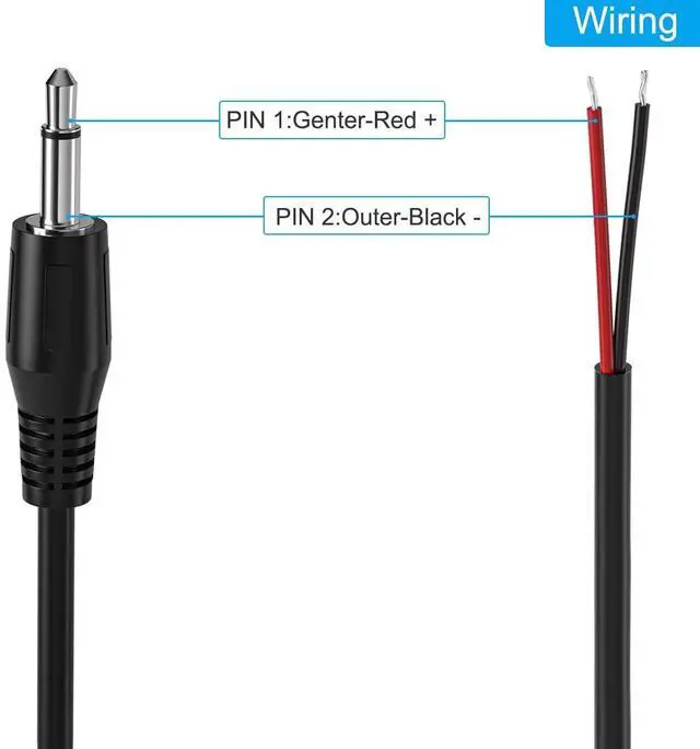 Alt view image 2 of 6 - 2-Pack 6FT Replacement 3.5mm Male Jack to Bare Wire Open End TS 2 Pole Mono 1/8 3.5mm Jack Plug Connector AUX Audio Cable for Scanner Speaker PA horns morse key cooling fans power amp Repair