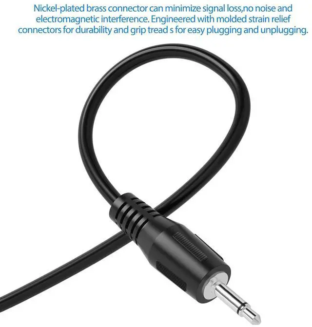 Alt view image 5 of 6 - 2-Pack 6FT Replacement 3.5mm Male Jack to Bare Wire Open End TS 2 Pole Mono 1/8 3.5mm Jack Plug Connector AUX Audio Cable for Scanner Speaker PA horns morse key cooling fans power amp Repair