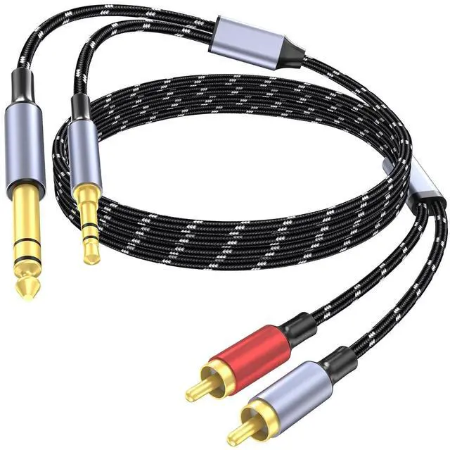 Main image of 3.5mm to RCA 1/4 TRS to Dual RCA Cable 2-in-1 Audio Cable Gold-Plated HiFi Sound Headphone Jack Auxiliary Cord 1/8 6.35mm Adapter Stereo Y Splitter for Phone Speaker MP3 Tablet HDTV 6.6FT