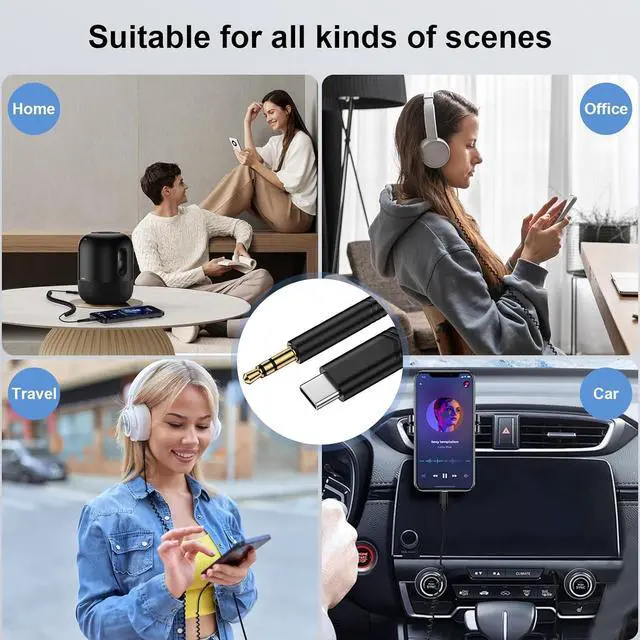Alt view image 6 of 7 - USB C to 3.5mm Audio Aux Jack Cable for  Galaxy A56/A36/A16/A15/S25 Ultra/S24/S23/S22/S21/S20 6FT Type C to 3.5mm Headphone Audio Adapter Coiled Car Aux Cord for iPhone 16/15/Pixel 9a/8a/8/7/6