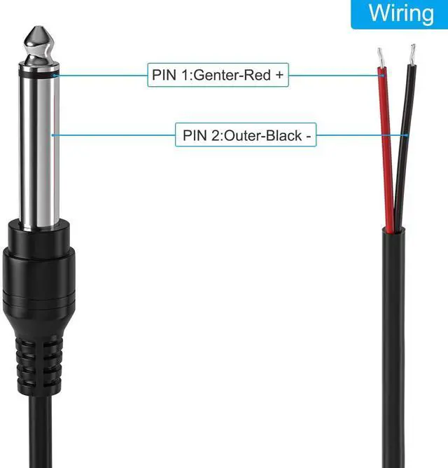 Alt view image 2 of 3 - 2-Pack 6FT Replacement 6.35mm Male Plug to Bare Wire Open End TS 2 Pole Mono 1/4 HiFi Speaker Plug Jack Amplifier Patch Audio Cable Microphone Cord for DJ Application DIY Connector Repair
