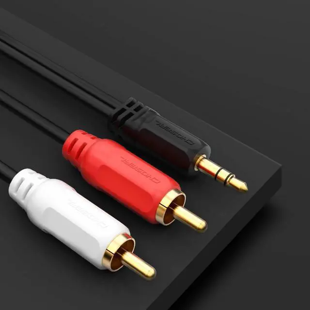 Alt view image 7 of 7 - 2RCA to 3.5mm Cable 3.3FT RCA Audio Jack Adapter Cord RCA Y Splitter Connector for Phone Speaker MP3 Tablet