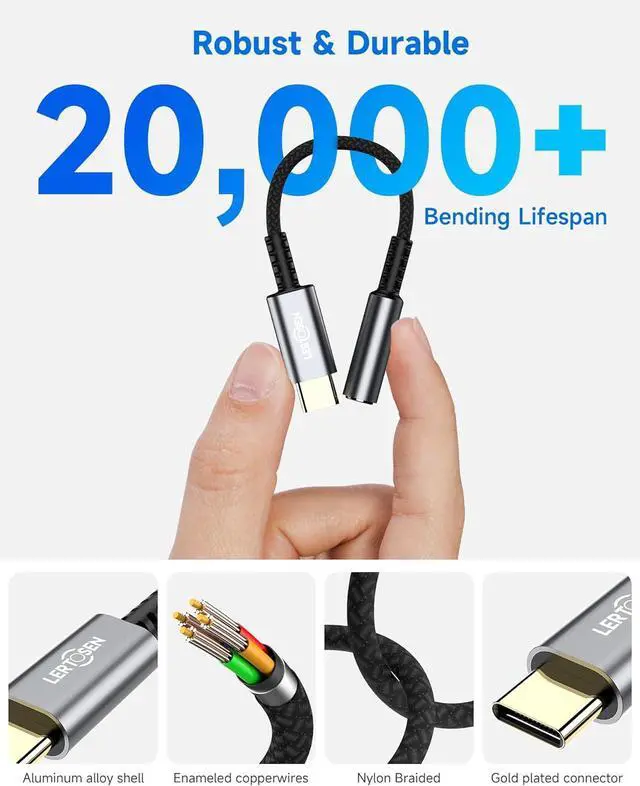 Alt view image 4 of 7 - 2 Pack USB C to 3.5mm Headphone Jack Adapter  HiFi Audio Dongle Type C to Aux Female Cable Cord Compatible with iPhone 16/15 Pro Max  S25/S24/S23 iPad Pro Pixel MacBook