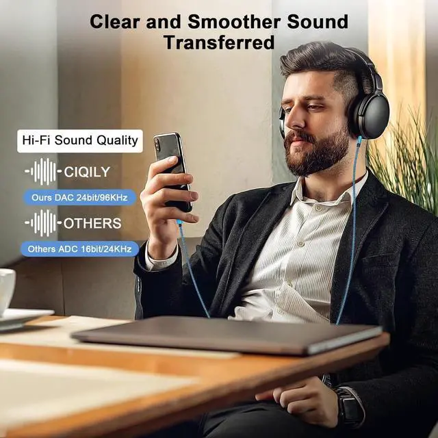 Alt view image 4 of 7 - USB C to 3.5mm Audio Aux Jack Cable 3FT Type C to Headphone Audio Adapter Hi-Fi Car Stereo Braided Aux Cord for  Galaxy A16/A15/A54/A55/S25/S24 Ultra/S23/S22/S21/S20/iPhone 16/Pixel 9/8