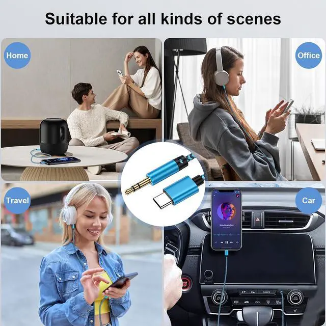 Alt view image 7 of 7 - USB C to 3.5mm Audio Aux Jack Cable 3FT Type C to Headphone Audio Adapter Hi-Fi Car Stereo Braided Aux Cord for  Galaxy A16/A15/A54/A55/S25/S24 Ultra/S23/S22/S21/S20/iPhone 16/Pixel 9/8