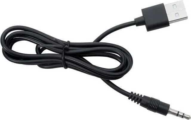 Main image of 3.5mm Male AUX Audio Jack Cable to USB 2.0 Adapter Cord Wireless Bluetooth Headphones Rechargeable Earmuff Replacement Charging Cable Black