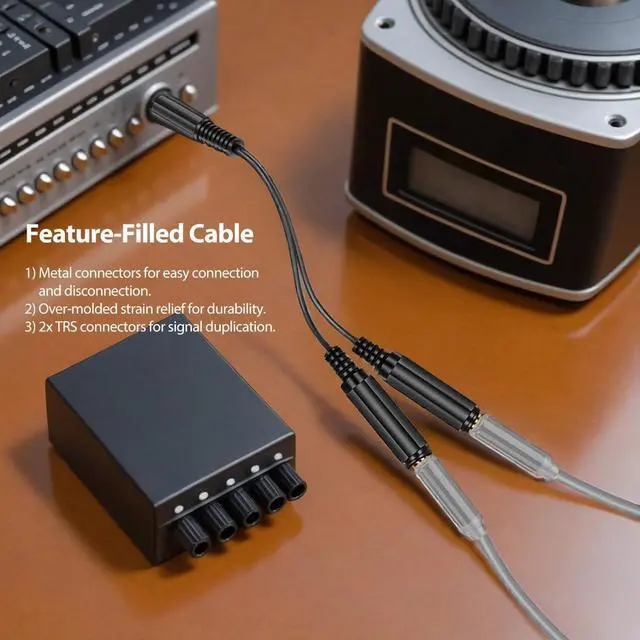 Alt view image 5 of 6 - ICESPRING 1/4 6.35mm Stereo Plug/Male to Dual 1/4 6.35mm Jack/Female Splitter Adapter Cable Converter 0.6 feet