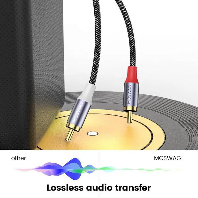 Alt view image 4 of 7 - USB to RCA Cable USB to Dual RCA Stereo Y Splitter Cord Jack Adapter Nylon Braided Stereo Audio Converter Compatible with Laptop PC DVD Player Speaker Power Amplifier