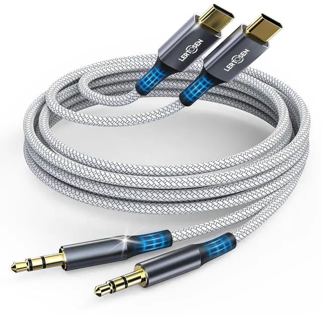 Main image of 2 Pack USB C to 3.5mm Audio Cable [4ft] Type C to Aux Headphone Jack Adapter Hi-Fi DAC Dongle Cord Compatible with iPhone 16/15 Pro Max  S25/S24/S23 iPad Pro Pixel Car Stereo