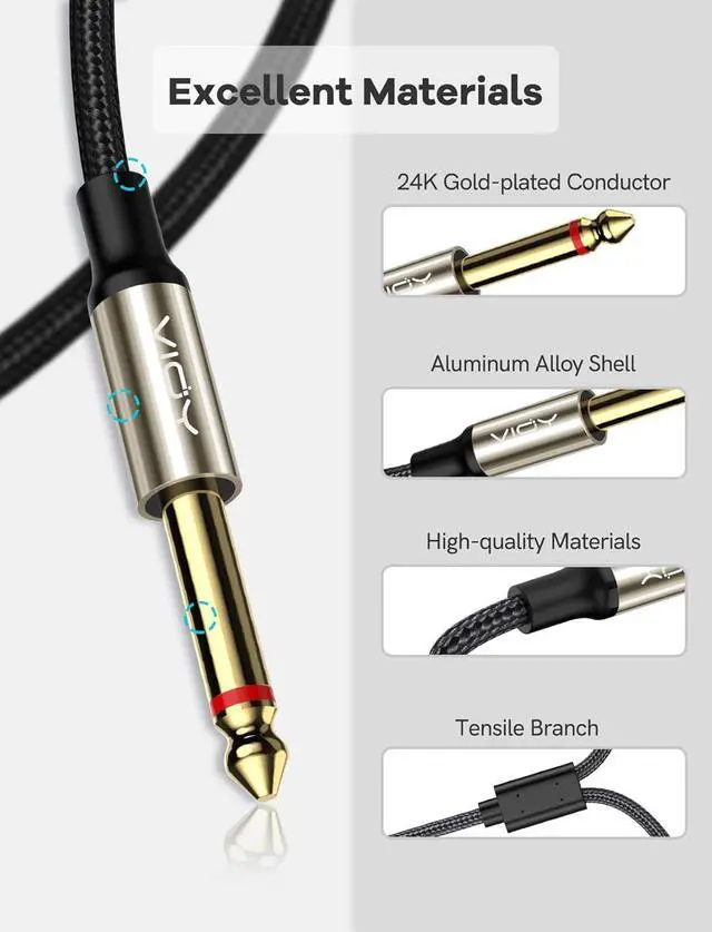 Alt view image 7 of 7 - 3.5mm to Dual 1/4 Inch Audio Splitter Cable Gold Plated 1/8 TRS Female to Dual Quarter Inch 6.35mm TS Mono Male Plug Braided Stereo Breakout Cable 35cm/13.8inch