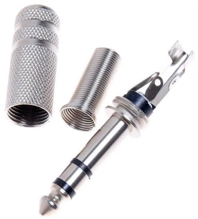 Alt view image 2 of 5 - 6.35mm 1/4 Inch Stereo Male Metal Connector with Spring Strain Relief Plug Coax Audio Mic Solder Adapter (10 Pack)