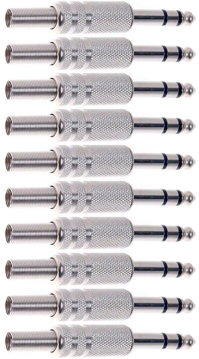 Alt view image 4 of 5 - 6.35mm 1/4 Inch Stereo Male Metal Connector with Spring Strain Relief Plug Coax Audio Mic Solder Adapter (10 Pack)