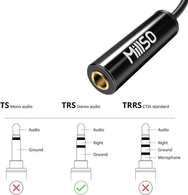 Alt view image 5 of 6 - 1/4 to 3.5mm Instrument Cable TRS Headphone Adapter 6.35mm Female to 3.5mm Male 1/8 to 1/4 Stereo Audio Adapter for Amplifier Guitar Piano Speaker to Phone Laptop Headphone - 12inch/30cm