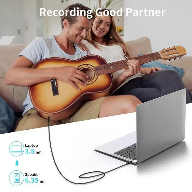 Alt view image 4 of 7 - 3.5mm to 6.35mm Stereo Audio Cable 10 Feet 1/8 to 1/4 TRS Audio Cable with Zinc Alloy and Nylon Braid for Guitar Laptop Home Theater Devices Speaker and Amplifiers ect