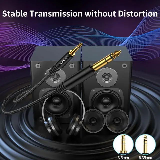 Alt view image 7 of 7 - 3.5mm to 6.35mm Stereo Audio Cable 10 Feet 1/8 to 1/4 TRS Audio Cable with Zinc Alloy and Nylon Braid for Guitar Laptop Home Theater Devices Speaker and Amplifiers ect