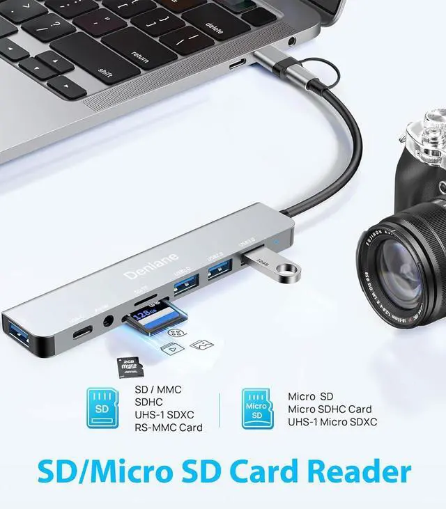 Alt view image 5 of 7 - USB C Hub USB Hub 3.0 for Laptop Upgrade 8 in 2 USB Splitter with USB-C/4 USB A Port Extender TF/SD Card Slot 3.5mm Audio Adapter USBC USB Dongle for PC/Mac/MacBook/Laptop/iPad/Tablet