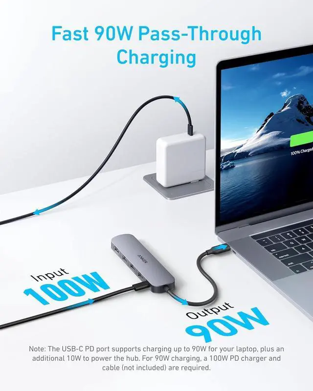 Alt view image 3 of 6 - USB C Hub (5-in-1) 4K@30Hz HDMI with 100W Max Power Delivery USBC & USBA Data Ports Compact and Stylish for MacBook  XPS and More (Charger Not Included)