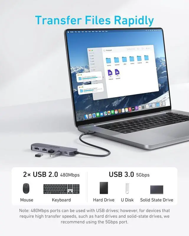 Alt view image 4 of 6 - USB C Hub (5-in-1) 4K@30Hz HDMI with 100W Max Power Delivery USBC & USBA Data Ports Compact and Stylish for MacBook  XPS and More (Charger Not Included)