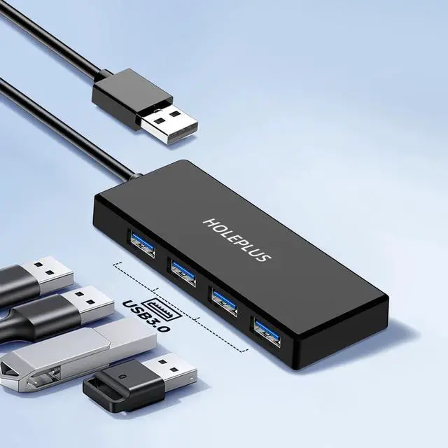 Alt view image 4 of 7 - 4-Port USB 3.0 Hub Ultra-Slim Data USB Hub for MacBook Mac Pro Mac mini iMac Surface Pro XPS PC Flash Drive Mobile HDD (U1 0.59ft)