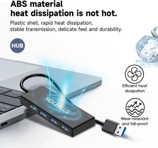 Alt view image 5 of 7 - 4-Port USB 3.0 Hub Ultra-Slim Data USB Hub for MacBook Mac Pro Mac mini iMac Surface Pro XPS PC Flash Drive Mobile HDD (U1 0.59ft)