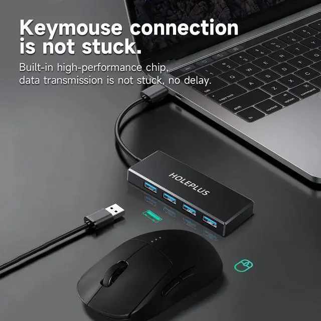 Alt view image 7 of 7 - 4-Port USB 3.0 Hub Ultra-Slim Data USB Hub for MacBook Mac Pro Mac mini iMac Surface Pro XPS PC Flash Drive Mobile HDD (U1 0.59ft)