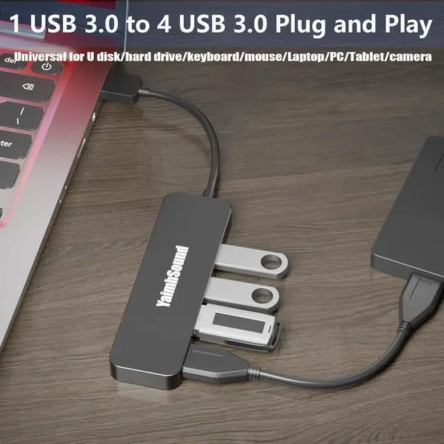 Alt view image 3 of 7 - 4-Port USB Hub 3.0 USB Splitter for Laptop Keyboard and Mouse Adapter for   HP MacBook Surface Pro  Ps4 Xbox Flash Drive SSD Printer Camera