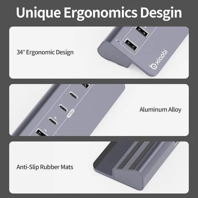 Alt view image 6 of 7 - USB C Hub Powered USB Hub with 5V 3A Power Adapter 10Gbps USB Splitter with 4 USB-A and 3 USB-C Ports 7-Port Type C Multiport Adapter for MacBook Air/Pro iPhone 16/15 Laptop and More