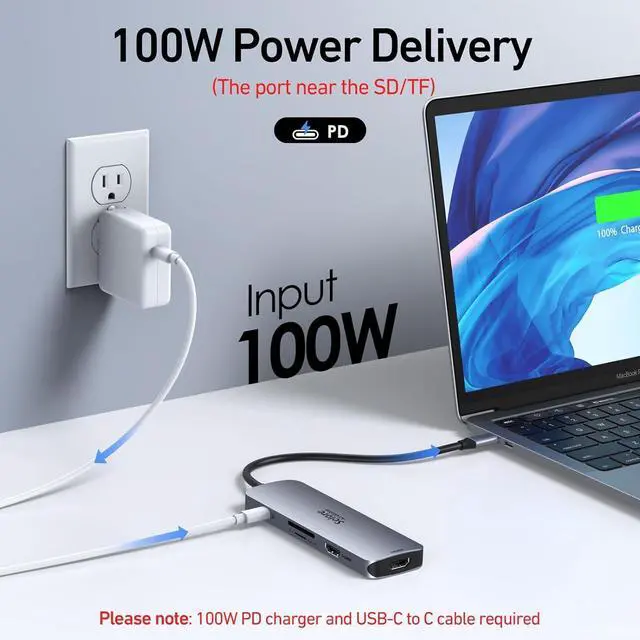 Alt view image 5 of 7 - USB C Docking Station Dual HDMI Monitor, USB C to Dual HDMI Adapter with 2HDMI Ports, PD Charging, SD/TF, USB A&C 3.0 Ports, Laptop Docking Station for Dell XPS/HP/Lenovo/Surface/Yoga etc