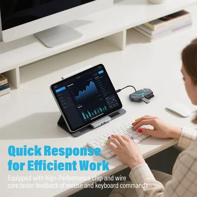 Alt view image 5 of 7 - USB C 3.0 Hub with 7-Port Multiport USB C Adapter 1Ft for Data Transfer and Charging USB Hub Splitter for Laptop Desktop PC MacBook iMac iPad Keyboard Mouse