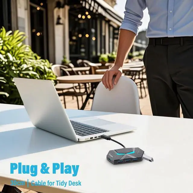 Alt view image 6 of 7 - USB C 3.0 Hub with 7-Port Multiport USB C Adapter 1Ft for Data Transfer and Charging USB Hub Splitter for Laptop Desktop PC MacBook iMac iPad Keyboard Mouse