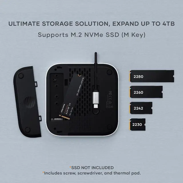 Alt view image 3 of 7 - Mac mini M4 Hub & Stand with NVMe SSD Enclosure Mac mini M4 Dock with 2xUSB A Up to 10Gbps USB A Data Port SD Card Reader for Mac mini M4 Mac mini M4 Pro - Silver