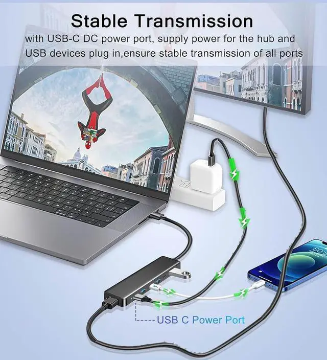 Alt view image 7 of 7 - VIENON USB 3.0 to HDMI Adapter (7-in-1) USB 3.0 Hub with HDMI 1080P USB C Data & Power Ports Docking Station for Monitor PC Laptop Desktop Support Windows 7/8/10 & Mac OS