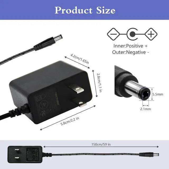 Alt view image 4 of 7 - 5V 2A Wall Charger Power Supply Adapter 10W Universal AC/DC Adapter 100-240V AC to DC 5V Power Cord Converter with 9 Interchangeable Jacks Plug for USB Hub TV Box Router Camera and More (1 Pack)