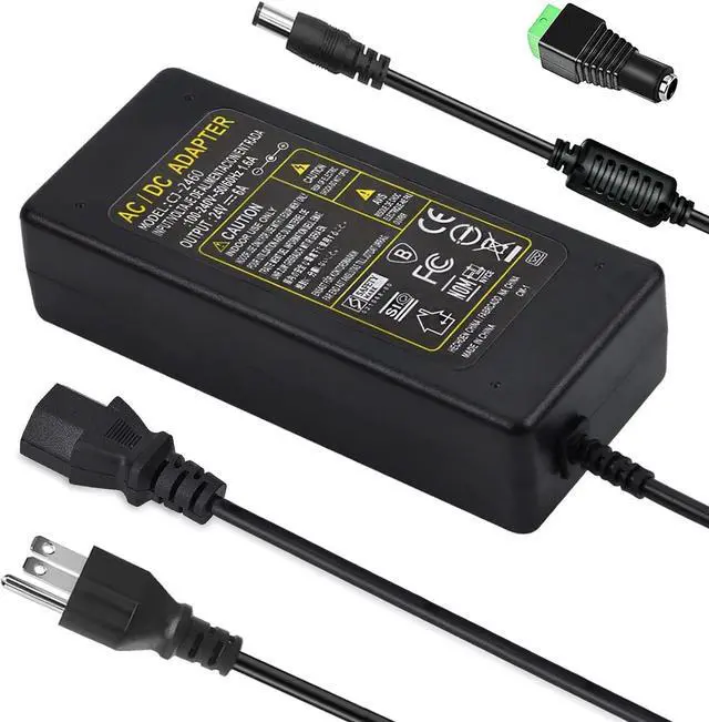 Main image of 24V DC Power Supply 6A 144W 100-240V AC to DC Adapter with 5.5mm x 2.5mm&2.1mm Output Plug 24Volt 6Amp Power Supply 5Amp 4Amp 3Amp 2Amp 1Amp Adapter for 24V LED Strip Light CCTV Cameras Printer