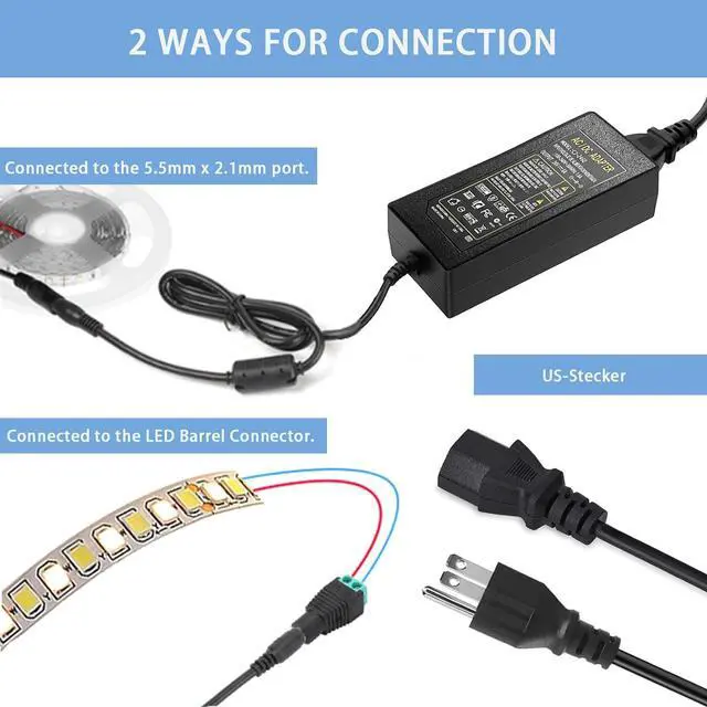 Alt view image 5 of 7 - 24V DC Power Supply 6A 144W 100-240V AC to DC Adapter with 5.5mm x 2.5mm&2.1mm Output Plug 24Volt 6Amp Power Supply 5Amp 4Amp 3Amp 2Amp 1Amp Adapter for 24V LED Strip Light CCTV Cameras Printer