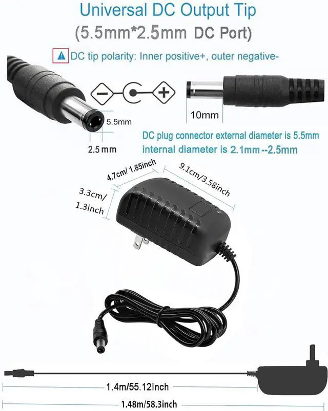 Alt view image 5 of 7 - DC 24V 1A Power Supply Adapter 24W AC Adapter 100-240V 50-60Hz to DC 24 Volts 1Amp 4.6ft Power Cord Transformer with 5.5mm X 2.5mm/2.1mm US Plug for DC24V 1A LED Strip Light CCTV Camera