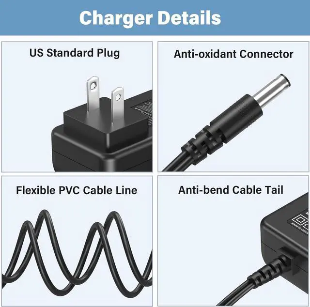 Alt view image 3 of 7 - Charger Fit for Dewalt DXAEPS14 DXAEPS14CA 1400 1600 Peak Jump Starter Power Supply Power Cord AC Adapter for Dewalt DXAEPS14CA 011-2070-4 with UL